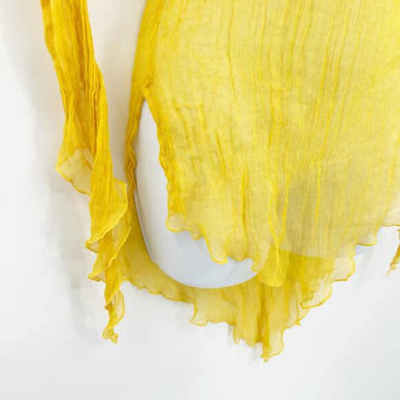 Baby Phat Womens Y2K Vintage 100% Silk Beaded Sheer Tunic Top Cover Up XL Yellow - Picture 3 of 7